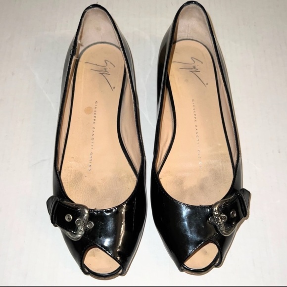 GIUSEPPE  ZANOTTI BLACK PATENT LEATHER FLATS - Picture 2 of 11